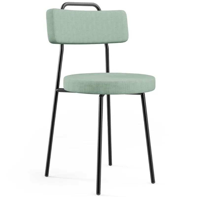 Cadeira Decorativa Barcelona L02 Estrutura em Aço Estofada em Linho Verde Menta Lyam Decor - Lyam Decor