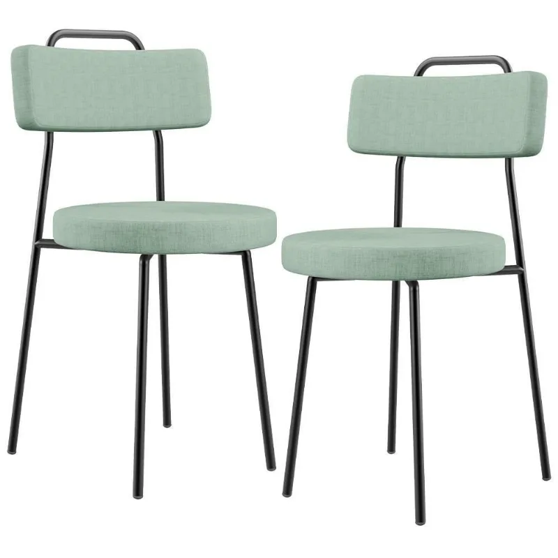 Kit 02 Cadeiras Decorativa Estofada Para Sala De Jantar Barcelona L02 Linho Verde Menta - Lyam Decor - Lyam Decor