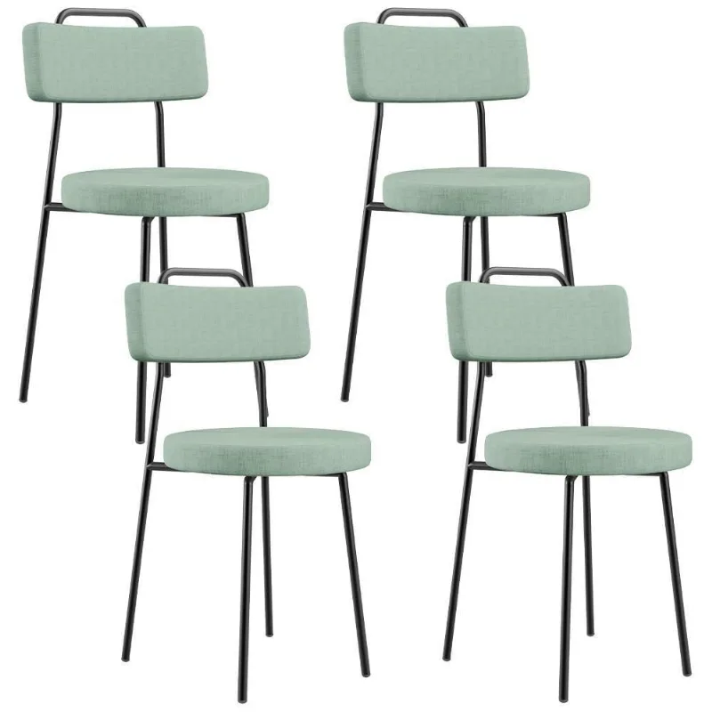Kit 04 Cadeiras Decorativa Estofada Para Sala De Jantar Barcelona L02 Linho Verde Menta - Lyam Decor - Lyam Decor