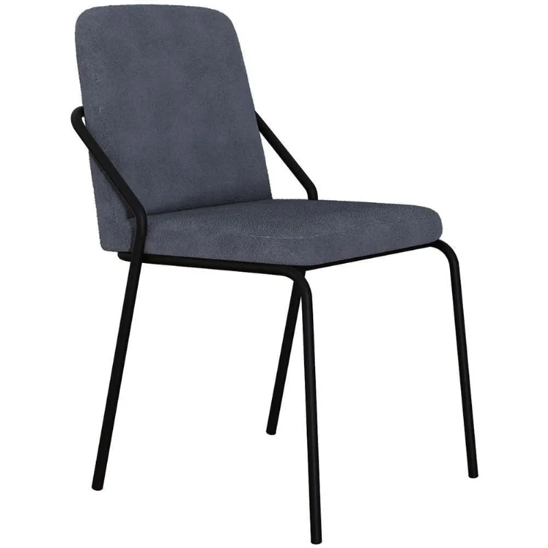 Cadeira Estofada Para Sala De Jantar Loft Preto C01 Bouclê Nuvem - Lyam Decor - Lyam Decor