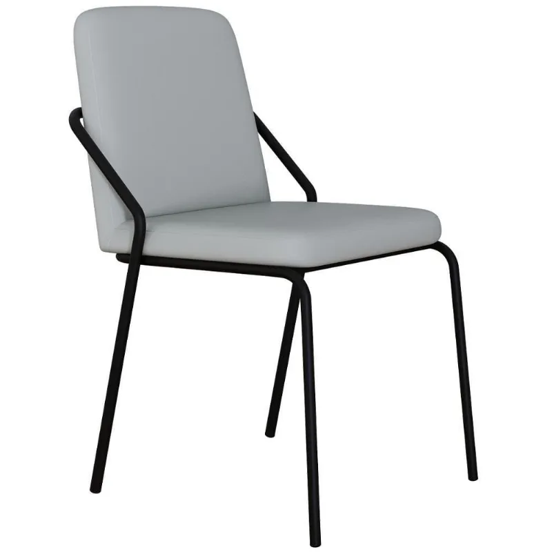 Cadeira Estofada Para Sala De Jantar Loft Preto C01 Courino Saturno Off White - Lyam Decor - Lyam Decor