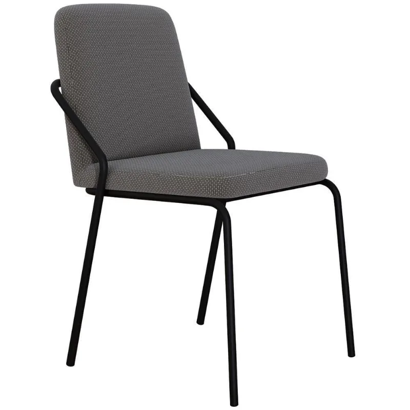 Cadeira Estofada Para Sala De Jantar Loft Preto C01 Linho Fendi Cinza - Lyam Decor - Lyam Decor