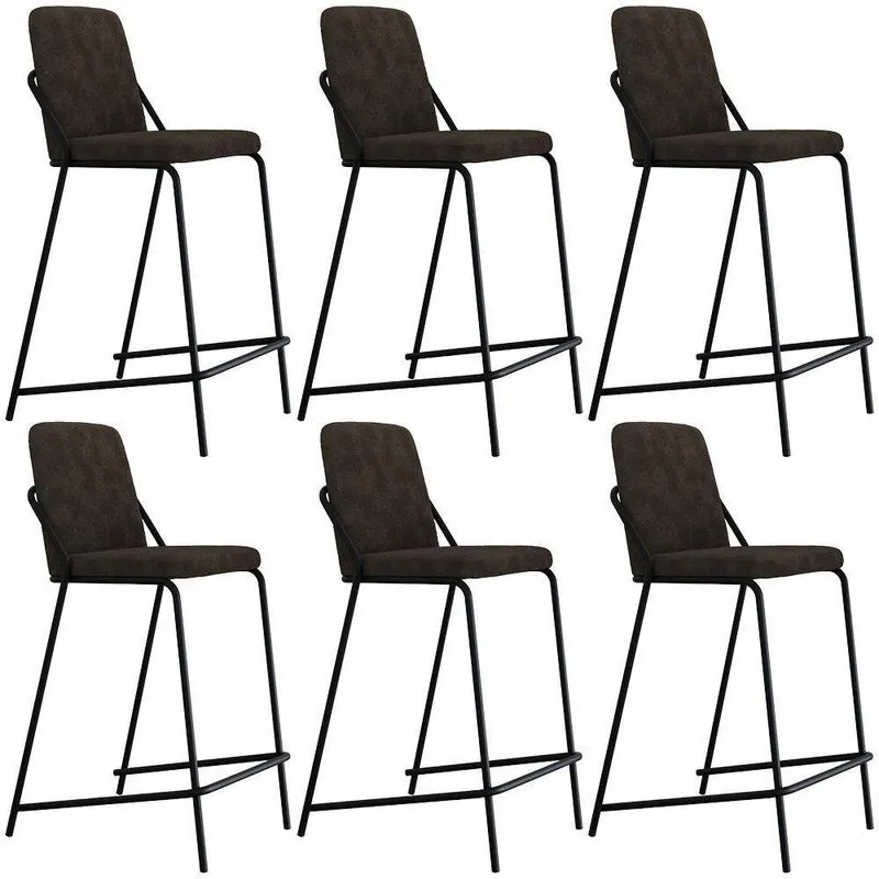 Kit 06 Banquetas Altas Loft C01 Bouclê Com Encosto Preto Lyam Decor