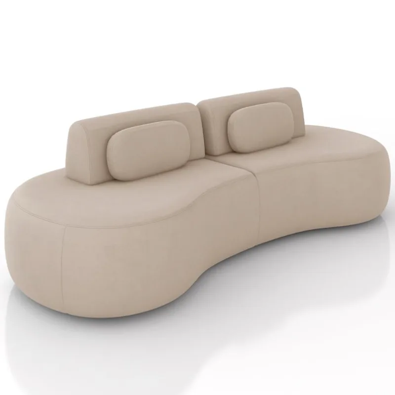 Sofá 4 Lugares Orgânico Para Sala Living 280cm Vasti M03 Veludo Bege - Lyam Decor - Lyam Decor