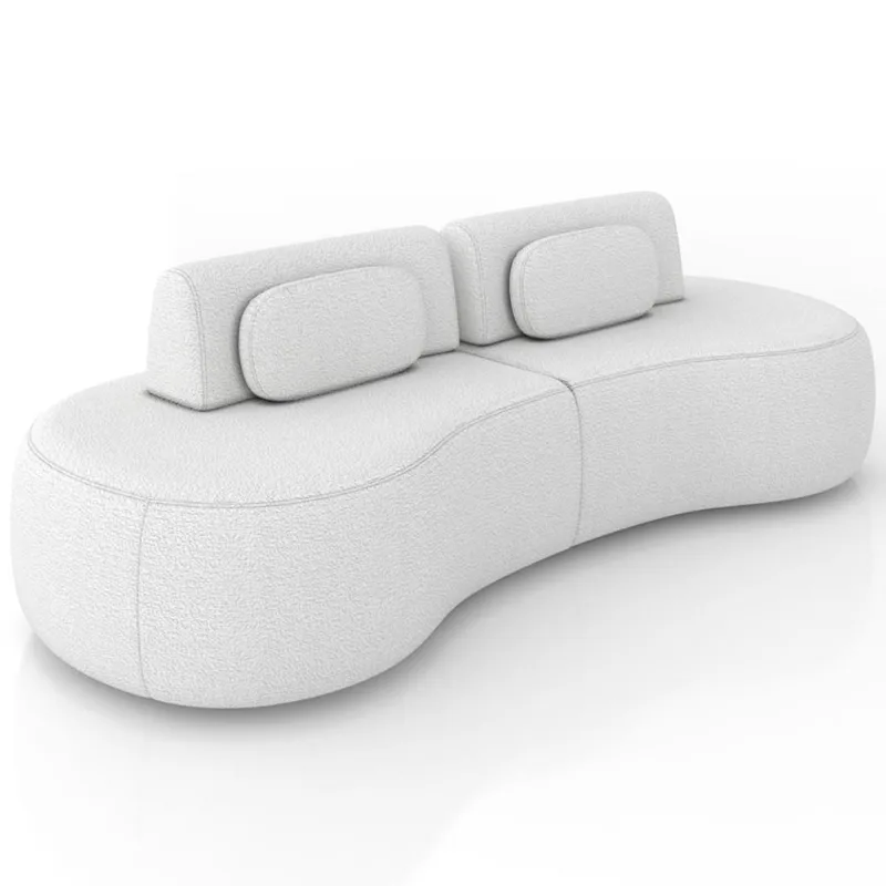 Sofá 3 Lugares Orgânico Para Sala Living 240cm Vasti M03 Bouclê Cru - Lyam Decor - Lyam Decor