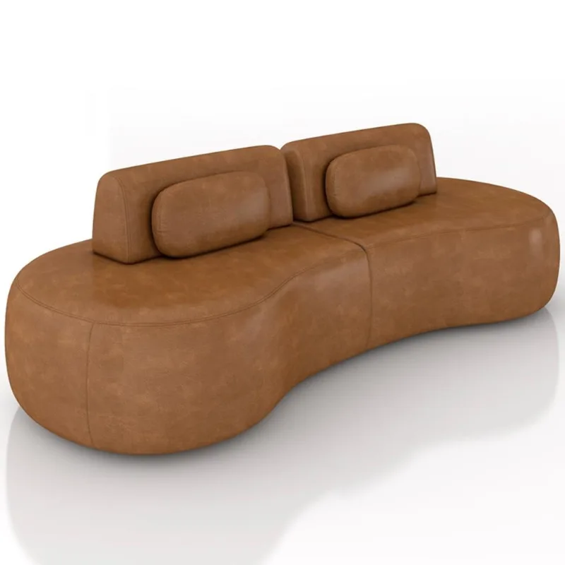 Sofá 4 Lugares Orgânico Para Sala Living 280cm Vasti M03 Couríssimo Whisky - Lyam Decor - Lyam Decor