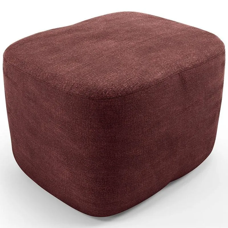 Puff Decorativo Orgânico Para Sala Quarto Saori W01 Linho Bordo - Lyam Decor