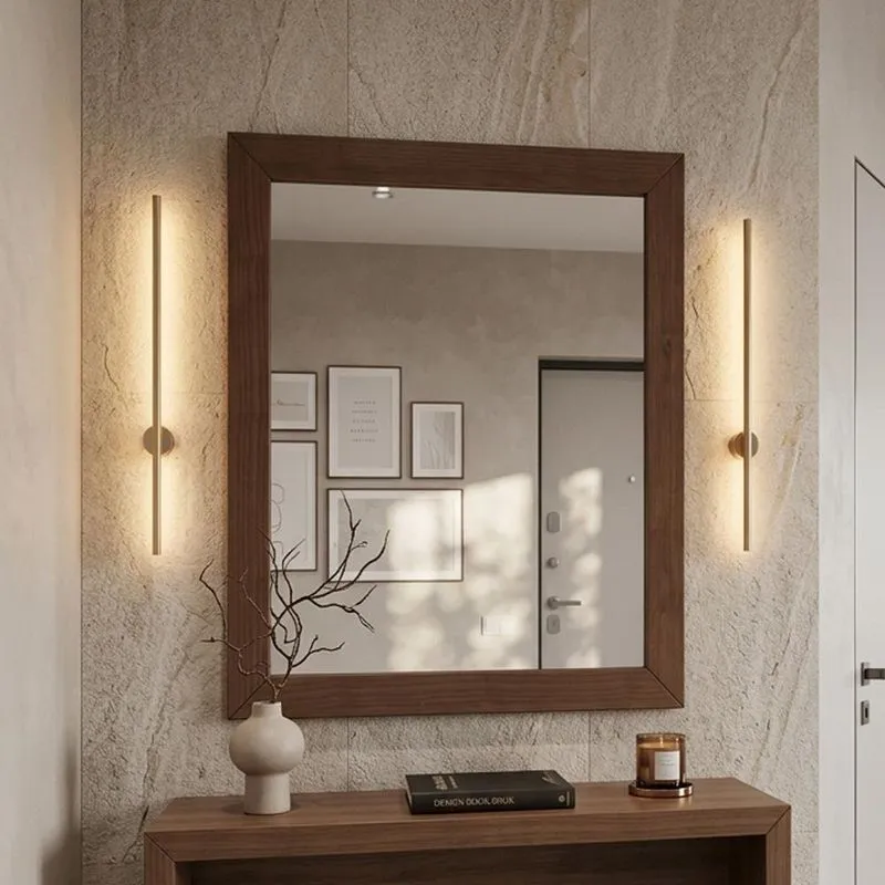 Espelho Decorativo Com Moldura Madeira Maciça 90x78cm Zahav F06 Café - Lyam Decor
