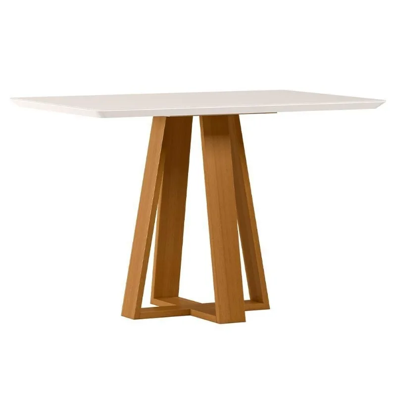 Mesa de Jantar Elian N01 4 Lugares Retangular Mdf 120cm Ypê Off White Lyam Decor