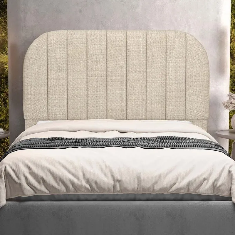 Cabeceira Cama Box Queen Estofada Orgânica 160cm Alice W01 Linho Palha - Lyam Decor