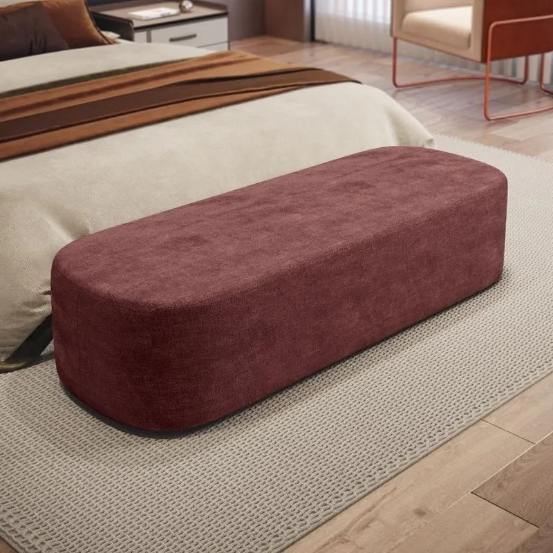 Puff Decorativo Doha W01 Retangular Assento Espuma Linho Bordô Lyam Decor