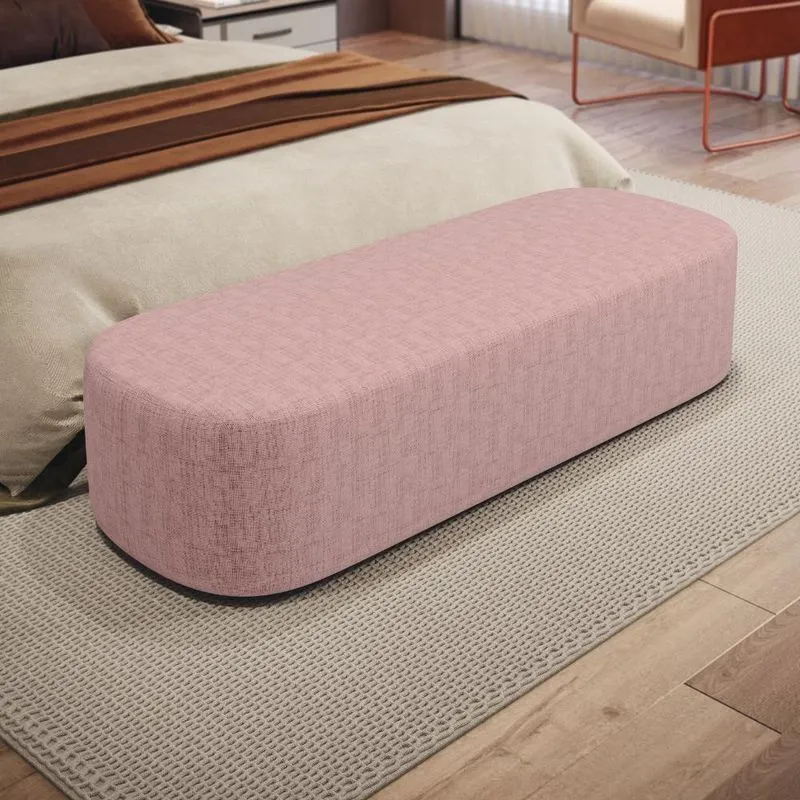 Puff Decorativo Doha W01 Retangular Espuma Linho Rosa Lyam Decor