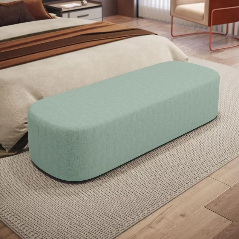 Puff Decorativo Orgânico Doha W01 Retangular Linho Verde Menta Lyam Decor