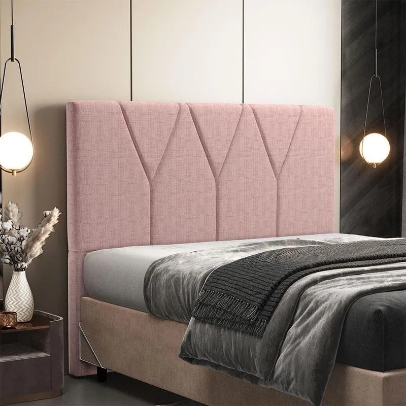 Cabeceira Casal Aurora W01 140cm para Cama Box Estofada em Linho Rosa Lyam Decor