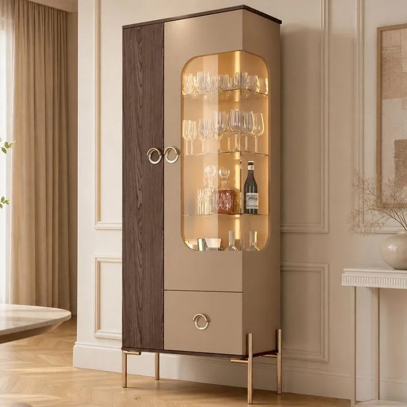 Cristaleira Polsen B02 2 Portas 1 Gaveta Mdp Com Led Fendi Carvalho Lyam Decor