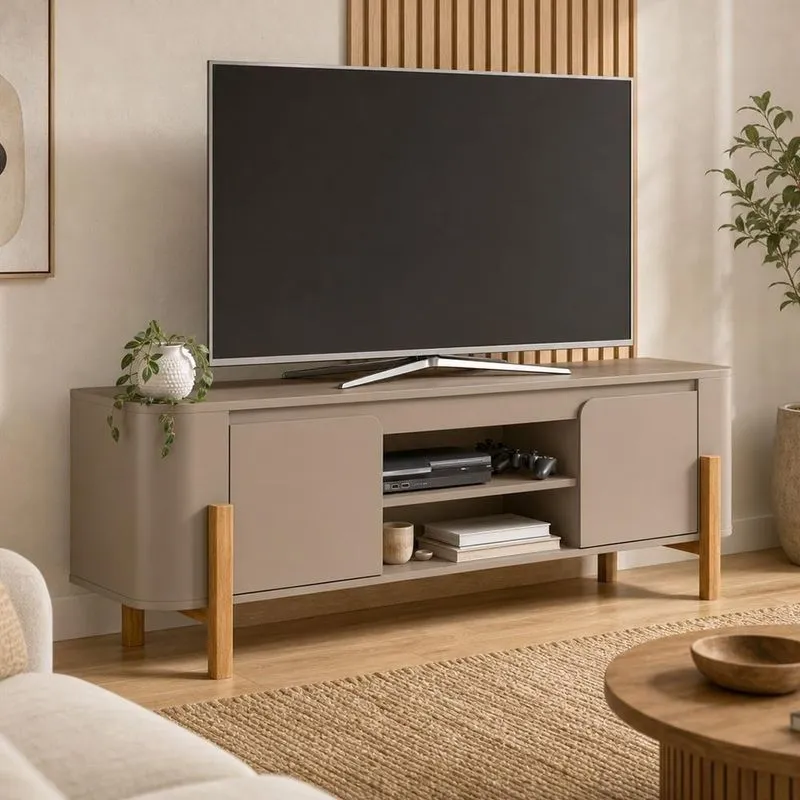 Rack Jaraguá B02 Para TV 65" 160cm MDF-MDP Design Orgânico Fendi Lyam Decor