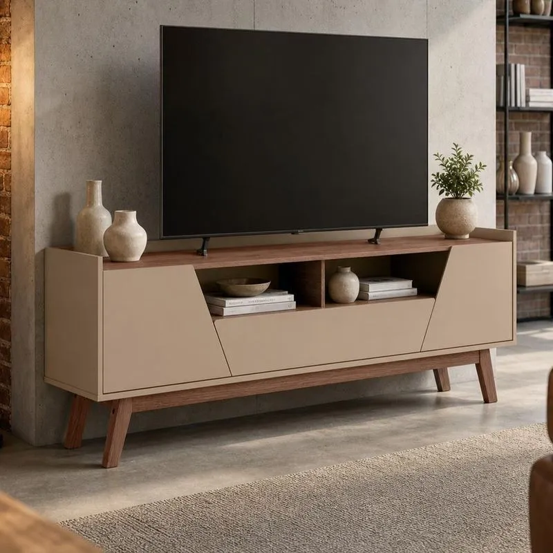 Rack Morello B02 Para TV 70" 160cm MDF-MDP com Gaveta Fendi Freijó Lyam Decor