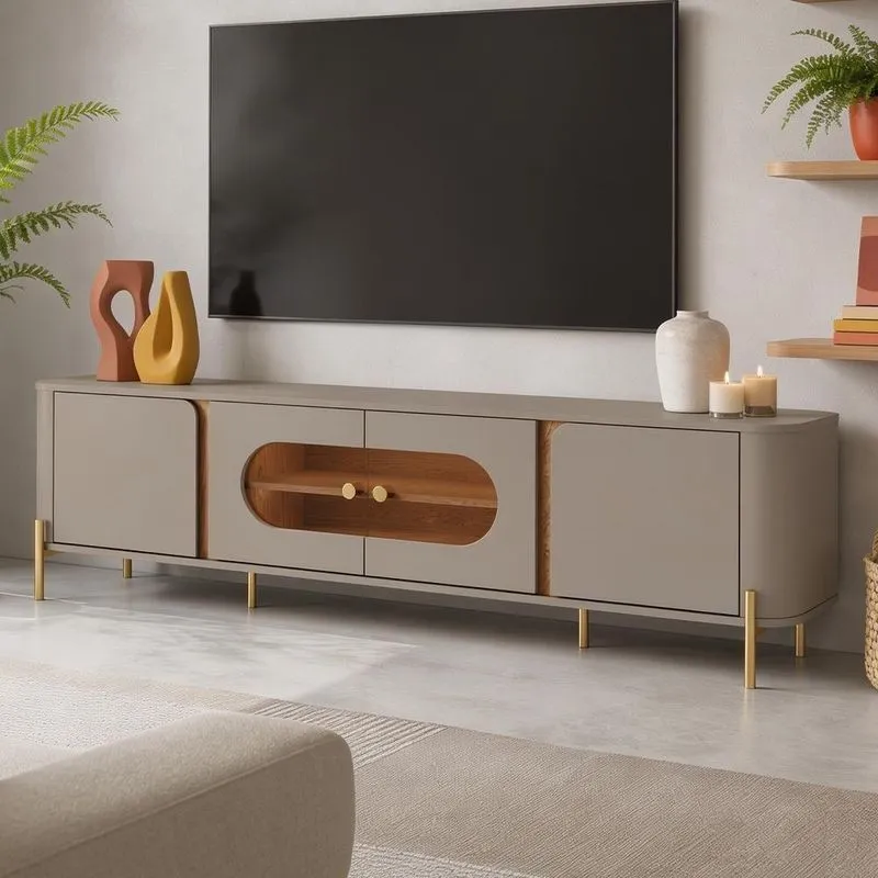 Rack Para TV 75" 180cm MDP com LED Fendi Freijó Lyam Decor