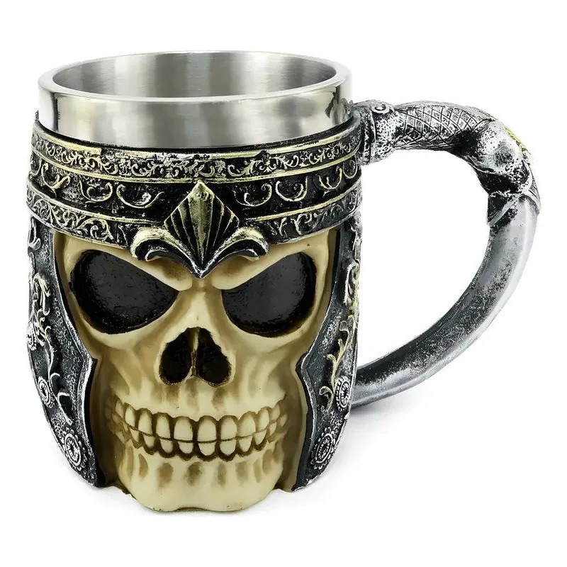 Caneca Caveira Viking Copo Choop Cerveja Crânio Rock Festa