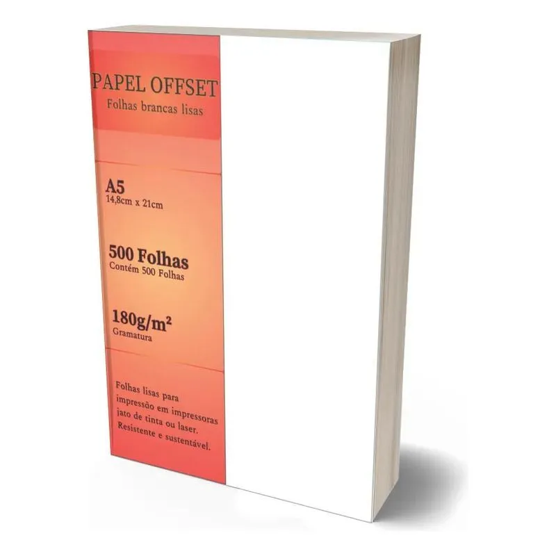 10x Papel Offset A5 Branco 500 Folhas 180g Bestgraph