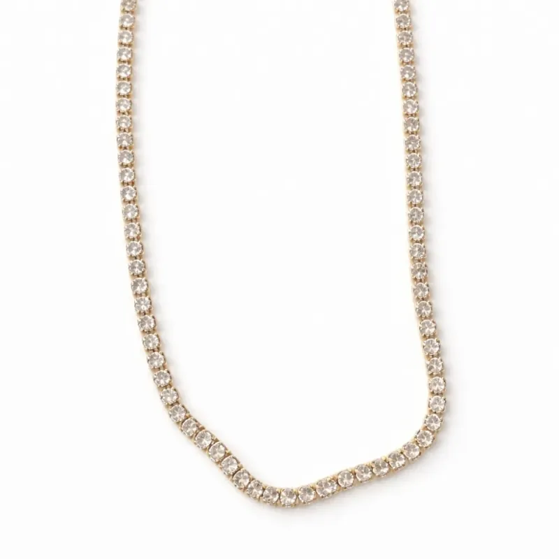 Colar Choker Riviera Total Banhado a Ouro 18k 30cm
