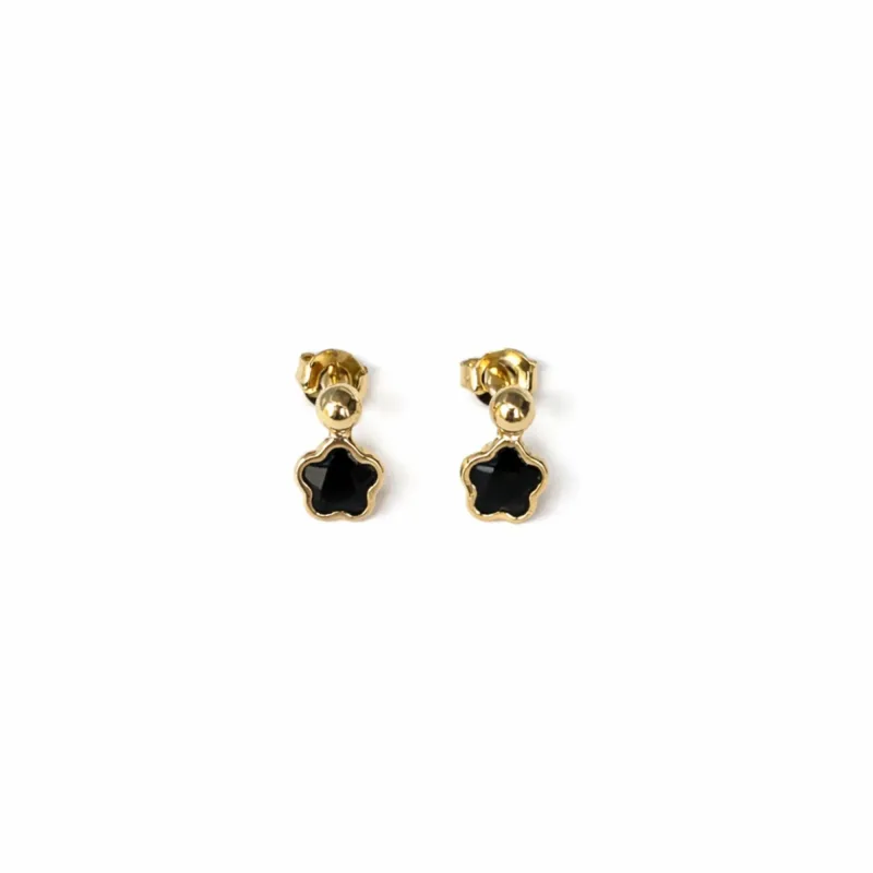Brinco Estrela Black Banhado a Ouro 18k