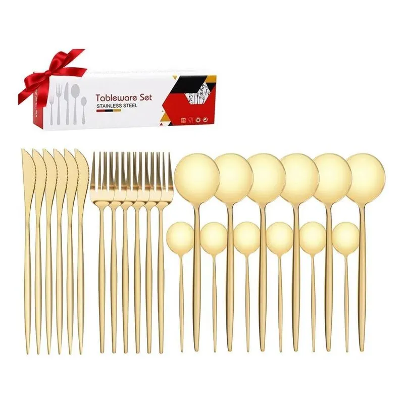 10x Conjunto De Talheres 24 Peças Garfos E Facas De Aço Lux