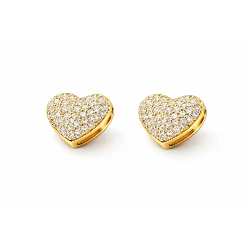 Brinco Coracao Cravejado Banhado a Ouro 18k