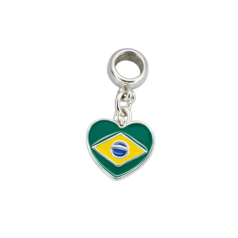 Berloque de Pendurar Coração Brasil