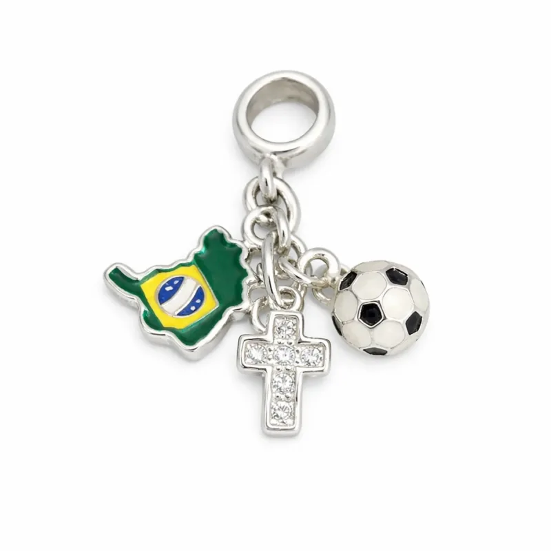 Berloque Mapa Brasil, Bola e Cruz