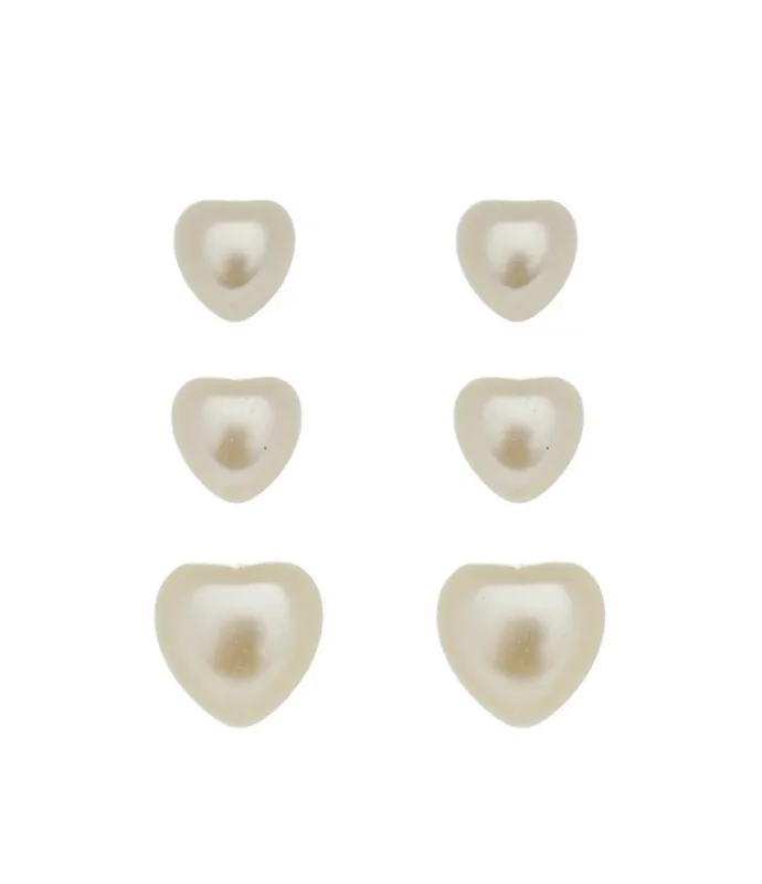 Brinco Trio Coração Perola Banhado a Ouro 18k