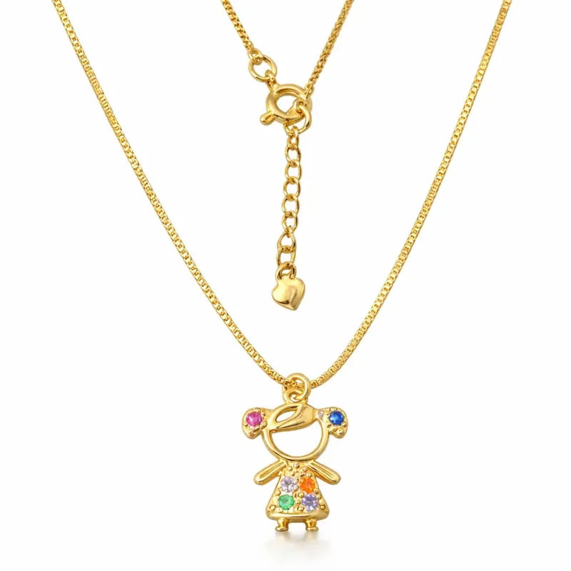 Colar Menina Cravejada Colors 45cm+4cm Extensor