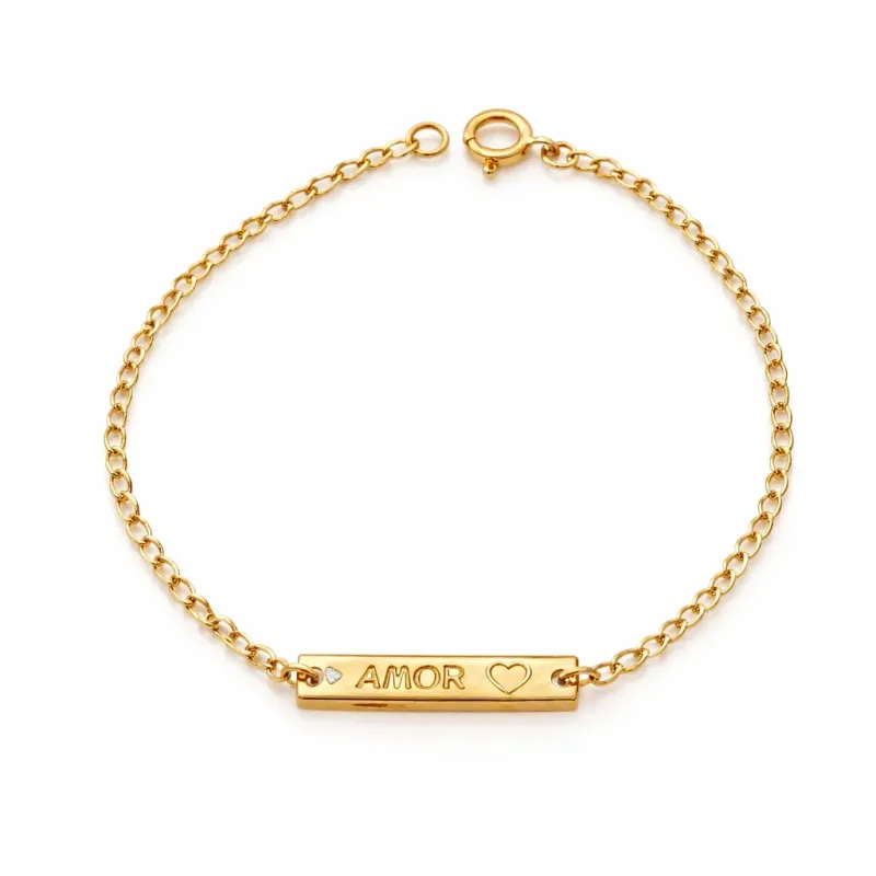 Pulseira Plaquinha Amor Infantil 16cm