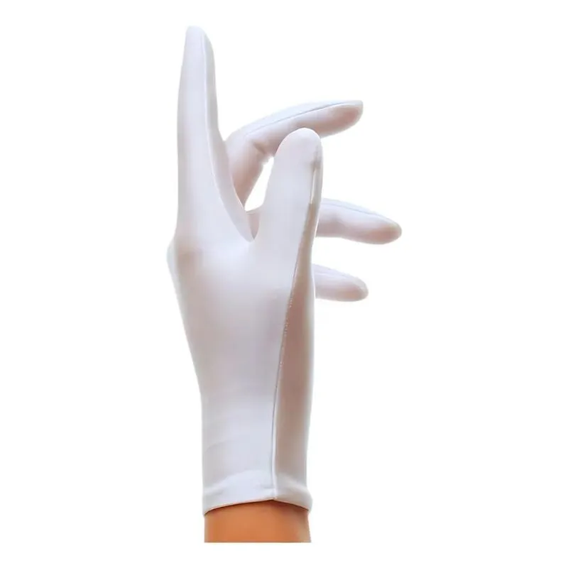 3x Luva Lycra Branco Curta Festa Casamento Fantasia Debutant