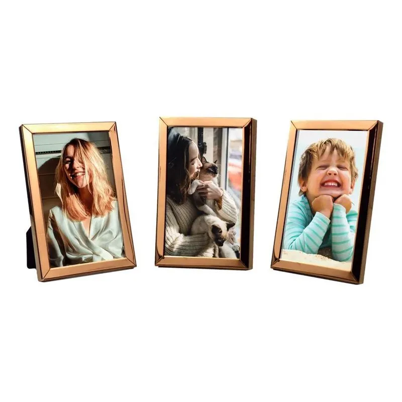 Conjunto 3 Porta Retratos 10x15 Presente Moderno Min Rose Go