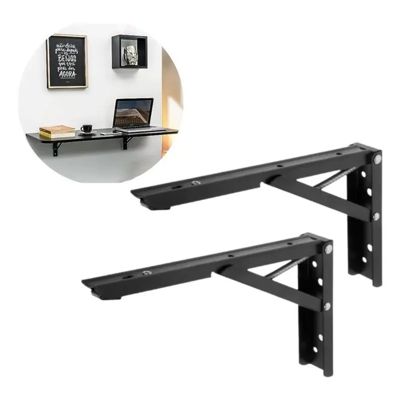 3x Retratil Suporte Mão Francesa Reforçada 35cm Dobrável Pre