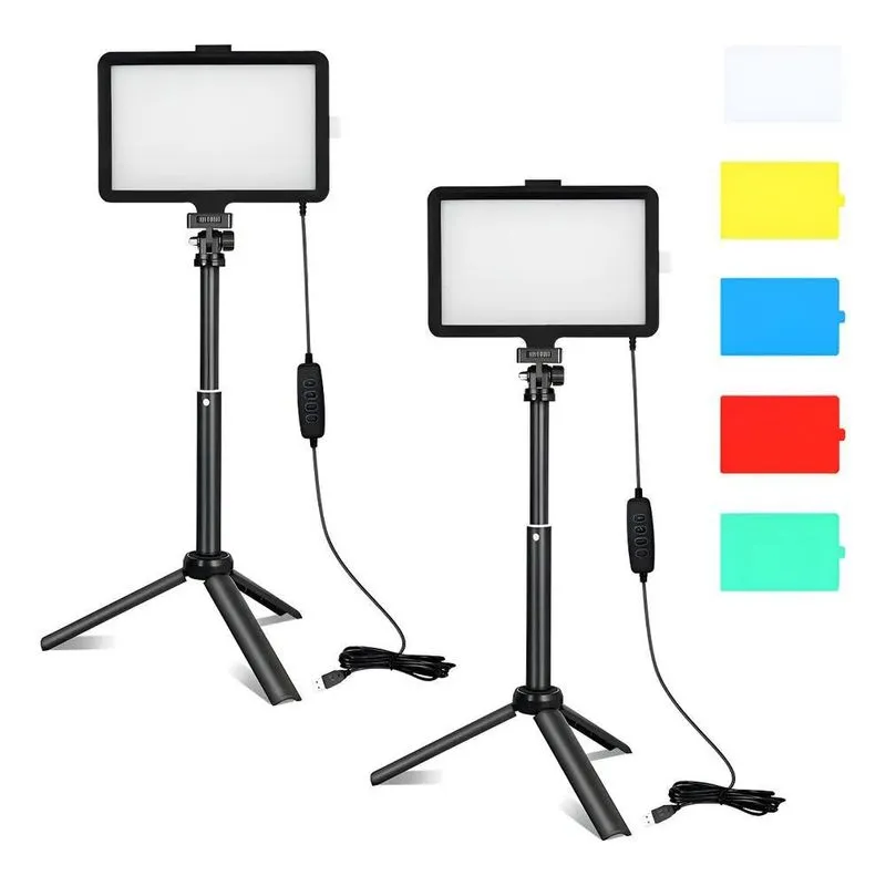 Kit Duplo De Luz Led Usb Com Filtro Colorido Para Gravar Víd