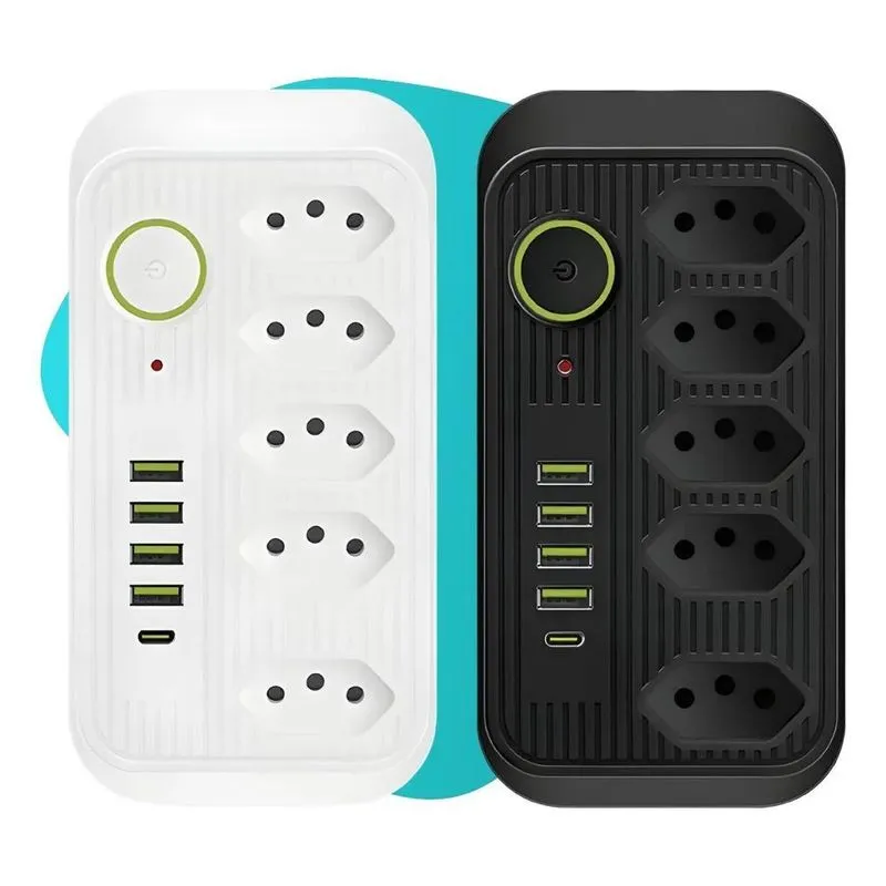 2x Extensão 5 Tomadas 4 Usb 1 Tipo C 1 Pd Led Bivolt 110v/22