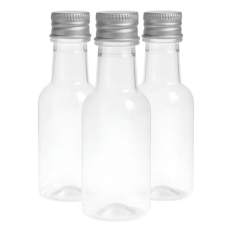 50 Garrafinha Plástica Pvc 50ml Tampa Alumínio Tampa M Prata