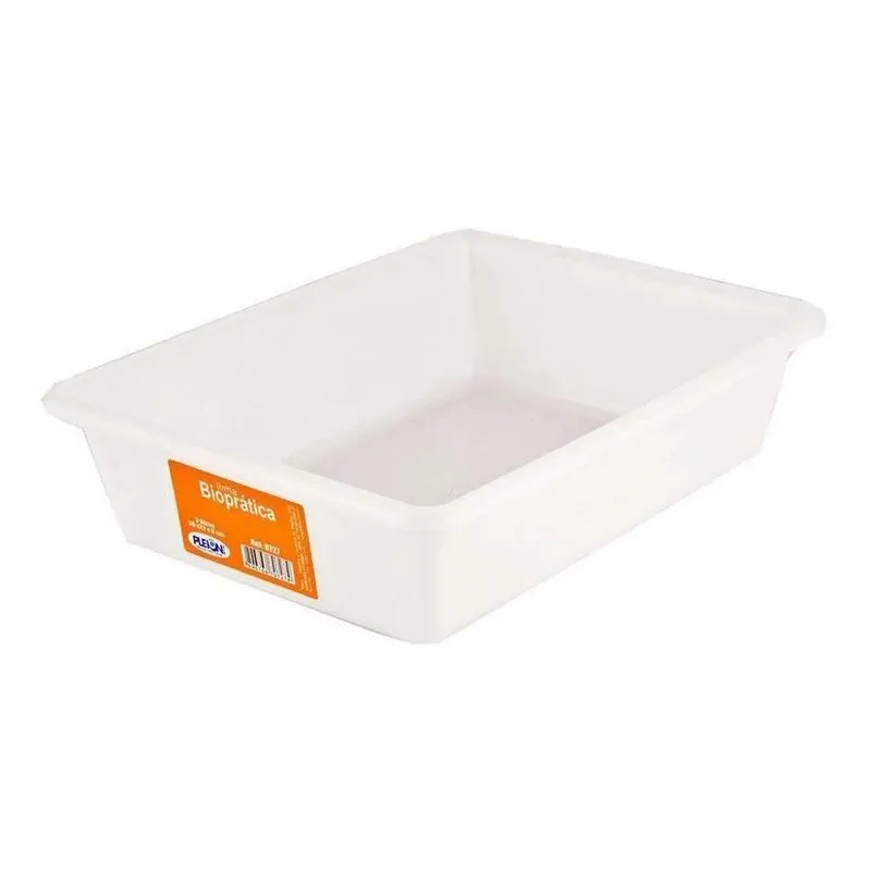 5x Bandeja Plástica Retangular Bioprátika 3 L Pleion Branco