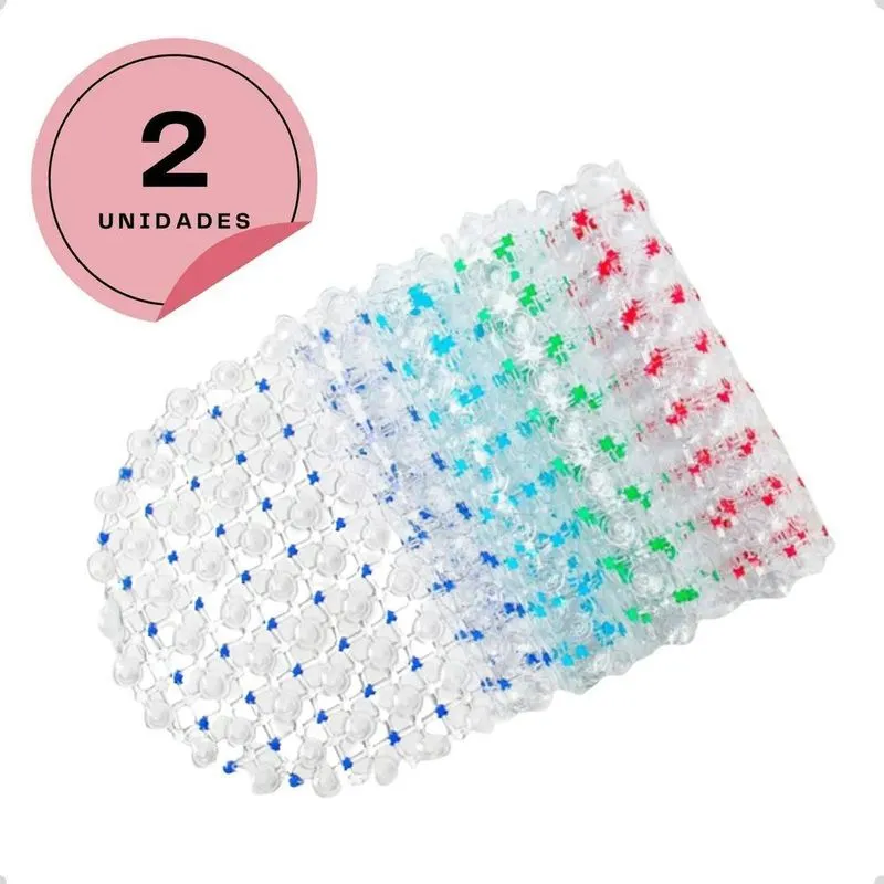2x Kit 2 Tapetes Antiderrapante Para Box Banheiro Pvc 34x64c