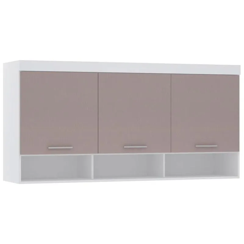 Armário Aéreo Ponte Modulado 165cm Taiga Branco/cinnamon L01 - Mpozenato