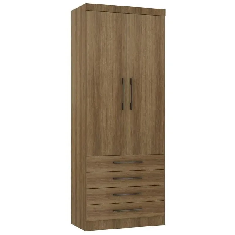 Guarda Roupa Modulado 90cm 2 Portas 4 Gavetas Delphi Avelã L01 - Mpozenato