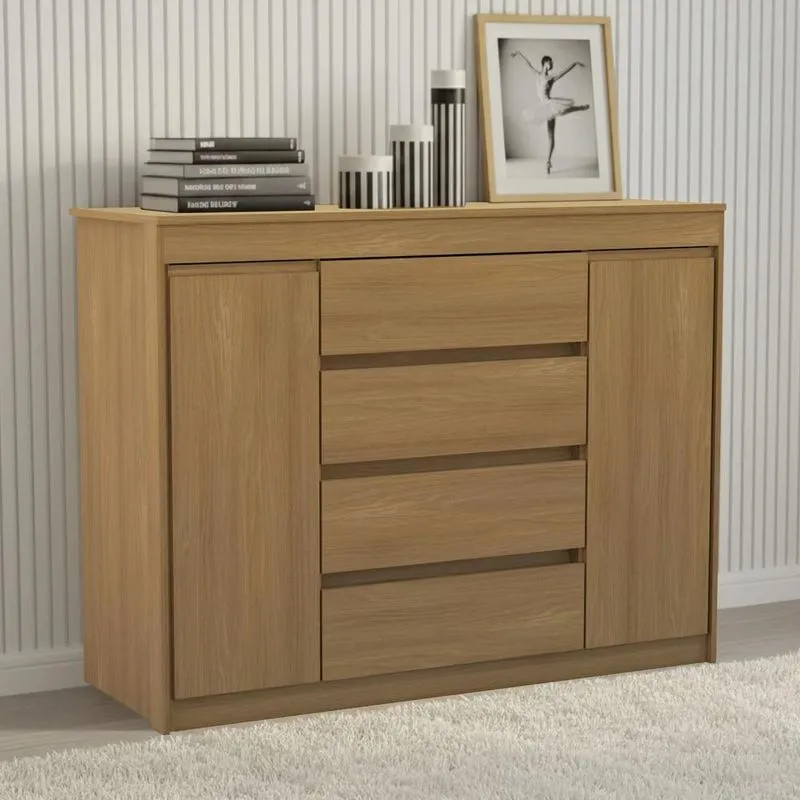Cômoda Quarto 123cm 4 Gavetas 2 Portas Samira Freijó L01 - Mpozenato