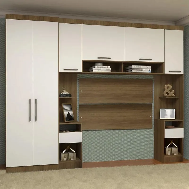 Guarda Roupa Queen Modulado Cp02 Delphi Avelã/Branco L01 - Mpozenato