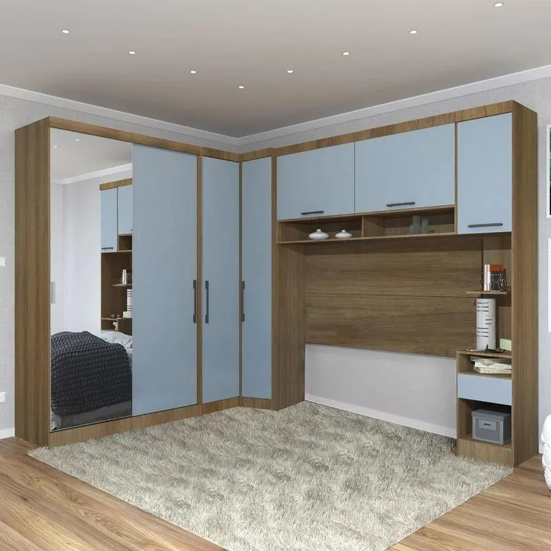 Guarda Roupa Queen Modulado Espelho Cp06 Delphi Avelã/grey L01 - Mpozenato