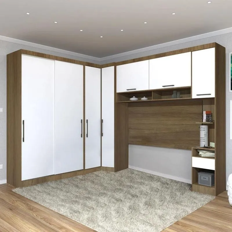 Guarda Roupa Queen Modulado Cp06 Delphi Avelã/Branco L01 - Mpozenato