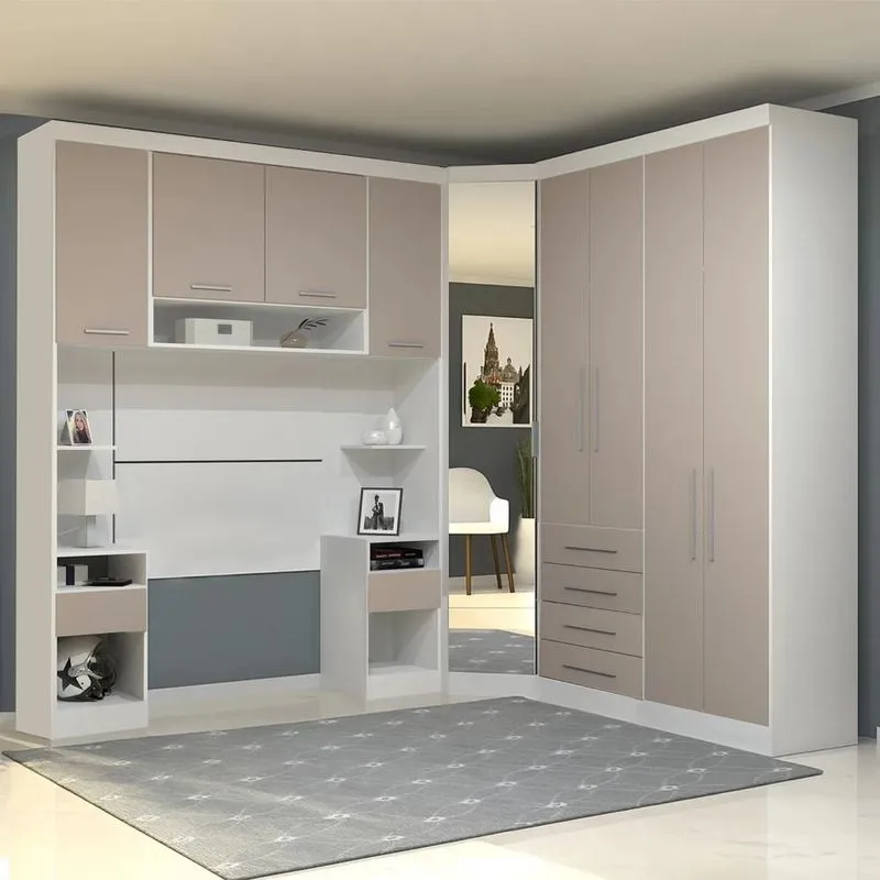 Guarda Roupa Solteiro Modulado Cp01 Taiga Branco/cinnamon L01 - Mpozenato