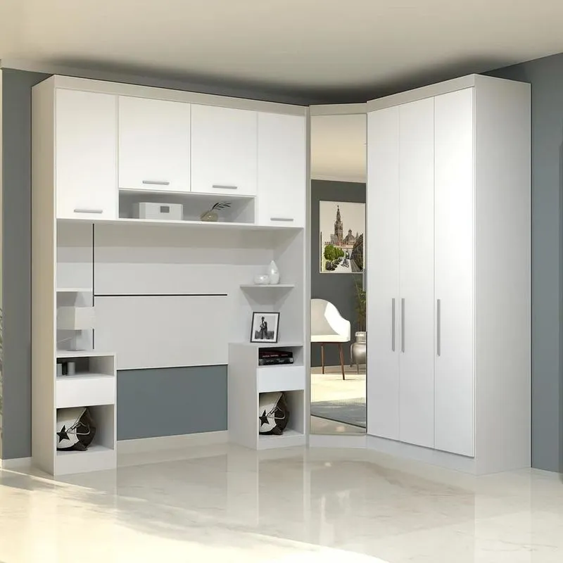 Guarda Roupa Solteiro Modulado Cp03 Taiga Branco L01 - Mpozenato
