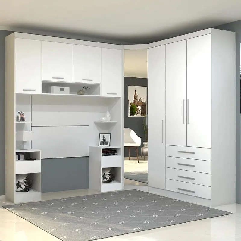 Guarda Roupa Solteiro Modulado Cp04 Taiga Branco L01 - Mpozenato